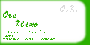 ors klimo business card
